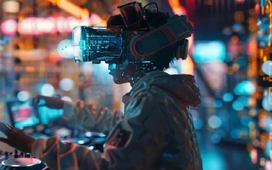 Person using VR headset with digital effects – how AI is transforming entertainment, storytelling and production