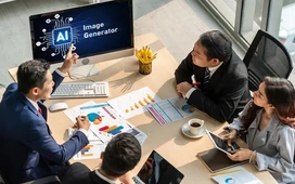 Team reviewing AI sales and marketing analytics on screen – how artificial intelligence boosts campaigns and strategy