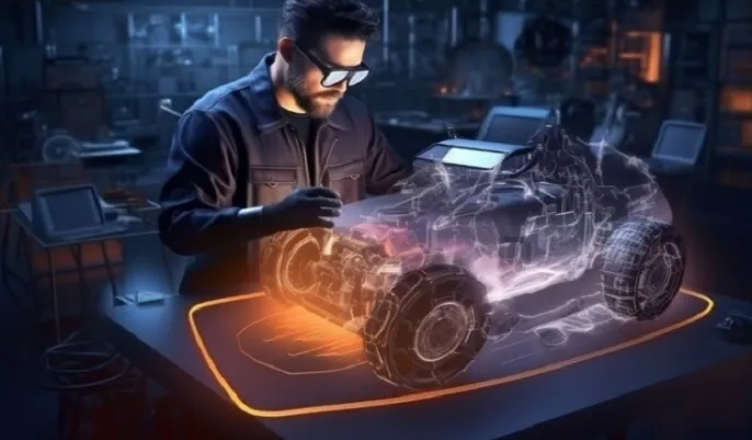 Engineer using AI to design a futuristic car model – how artificial intelligence is redefining the automotive driving experience