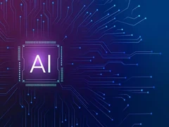 AI microchip on digital circuit background – discover free artificial intelligence courses online with OHSC