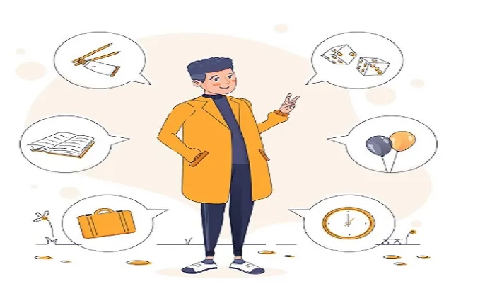 Illustration of worker with icons for tools, time and communication – essential remote work skills for any industry