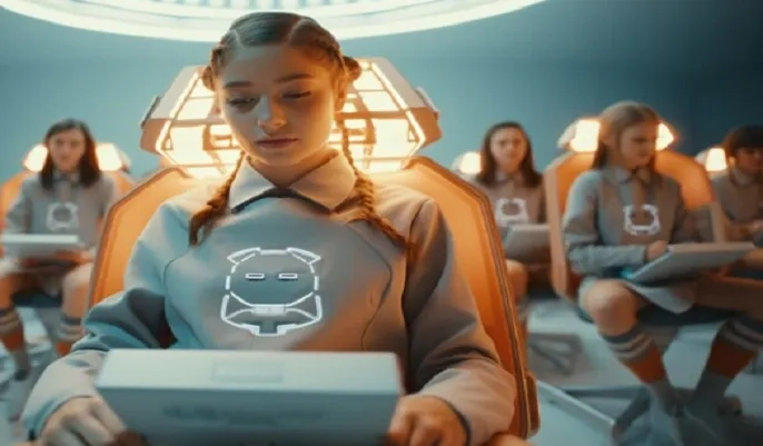 Students using tablets in an AI-powered classroom – discover free AI courses online in 2025 with OHSC