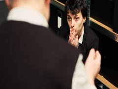 Investigator analysing data on computer during criminal interrogations training focused on the psychology of criminals