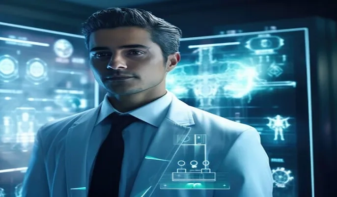 Healthcare professional in AI-powered medical setting – exploring the role of artificial intelligence in modern healthcare