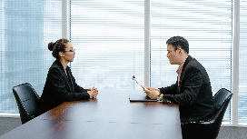 Professional candidate preparing for a job interview, demonstrating confidence, communication skills, and interview readiness