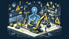 AI-enhanced construction planning and site monitoring concept, representing OHSC’s AI in Construction Fundamentals course.