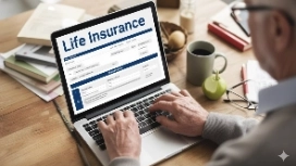 Person reviewing a life insurance form on a laptop, representing OHSC’s free AI Life Insurance course and digital risk tools.