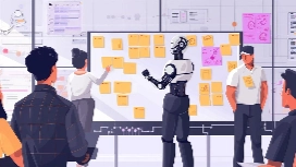 Manager using AI tools to lead teams, assign tasks, and improve collaboration, representing OHSC’s AI Team Management course.