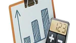 A clipboard with rising bar chart and calculator symbolizing financial planning, budgeting skills, and decision-making in budget planning training.
