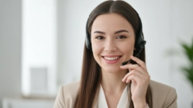 Professional communicating through a headset, illustrating confidence in communication and effective workplace interaction skills