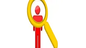 A magnifying glass highlighting a person icon, symbolizing identifying issues and resolving interpersonal conflict through effective management skills.