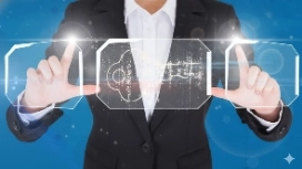 Professional using digital technology to illustrate conflict resolution, communication and workplace problem-solving strategies