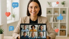 Remote professionals using digital body language and virtual etiquette in video meetings – OHSC course online training.