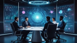 Leader using AI insights to strengthen emotional intelligence and team empathy in OHSC EQ for Leaders and AI course.