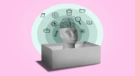 Abstract mannequin head with illustrated brain and ethical decision icons, symbolizing responsible thinking and judgment in the AI era.