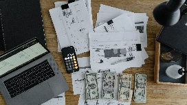 Ethical accounting concept with financial documents and integrity symbols, representing OHSC’s free Ethics in Accounting course.