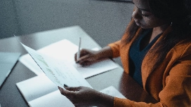 Professional setting career goals and self growth goals to achieve workplace success and long-term professional development