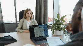 Job candidate preparing for an interview with confidence, demonstrating professional communication and interview readiness skills