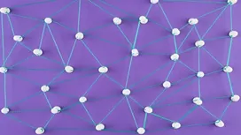Abstract network of connected nodes on a purple background, representing deep learning concepts taught in a Convolutional Neural Networks diploma