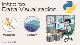 Data visualization charts and Python plots on a screen, representing OHSC’s free Matplotlib and Seaborn data visualization course.