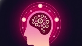 Human profile illustration showing non-verbal communication concepts, body language and communication skills awareness