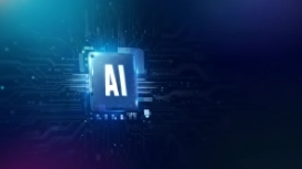 Glowing AI cube on a digital circuit board, symbolizing advanced technology and the concepts explored in OHSC’s free OpenAI introductory course.