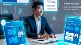 Presenter using AI tools to build and deliver a clear slideshow, representing OHSC’s Presenting with AI Tools short course.