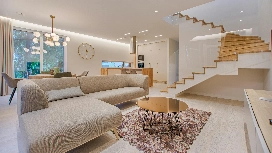 Bright modern living room with open-plan layout – explore room-by-room interior design short courses online.